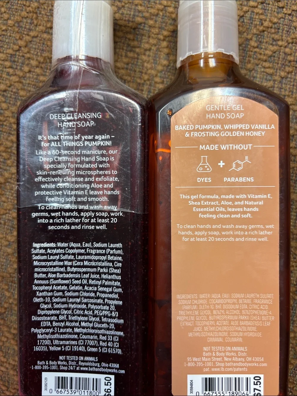 Bath and body works gel soap in pumpkin pecan waffles and pumpkin cupcake